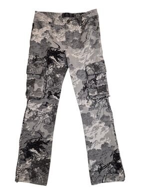 Rebel Vengeance  Black & Gray GRIM REAPER Graphic Denim Pants